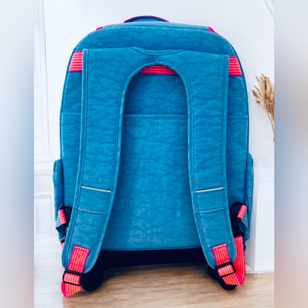Kipling New Zea 15" Laptop Rolling Backpack Blue Bouncy - Picture 4 of 7